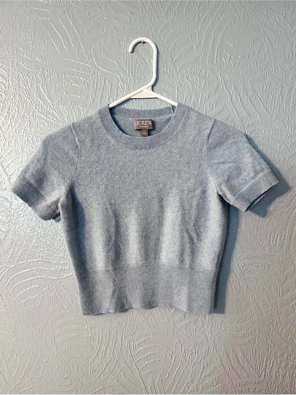 J.Crew Cropped Cashmere Short Sleeve Crewneck Gray